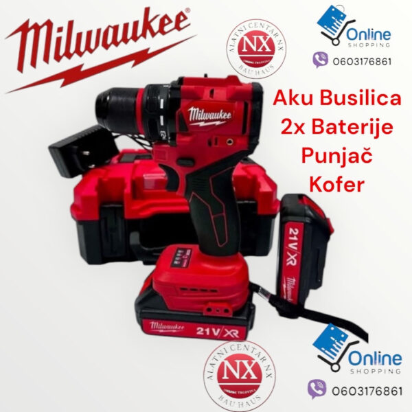 Milwaukee Aku Busilica 2x baterije Punjač kofer